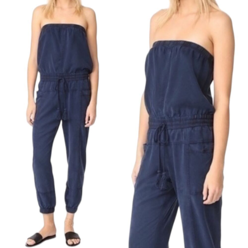 YFB Young Fabulous & Broke Luke Jumpsuit Womens Medium Navy Strapless Jogger